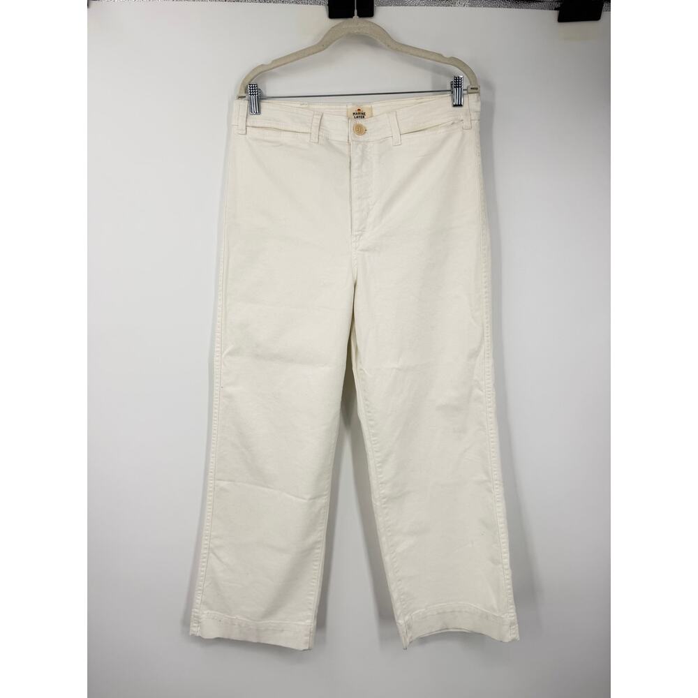 Marine Layer Allison Wide Leg Pants Womens Size 10 Off-White High Rise Coastal - Picture 2 of 16